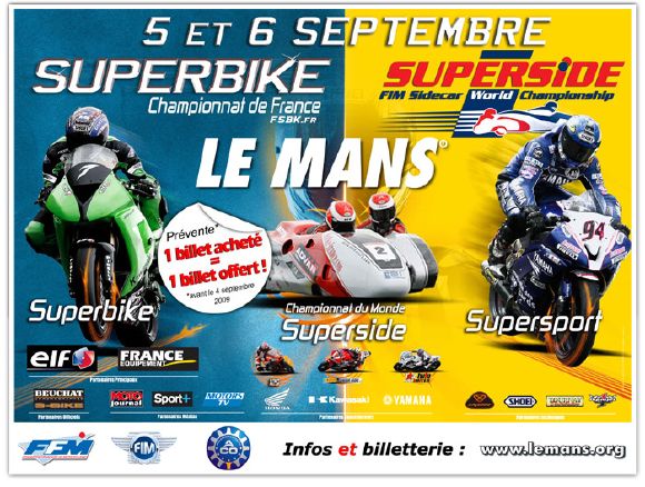 Grande finale du Championnat du Monde de Sidecar au Mans.