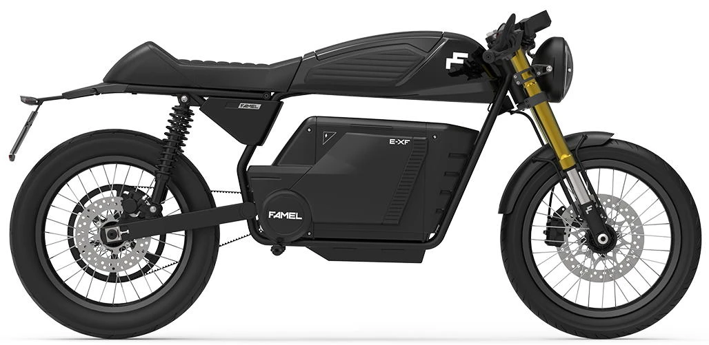 Photo de profil de la E-XF Café Racer 2026 en couleur noir