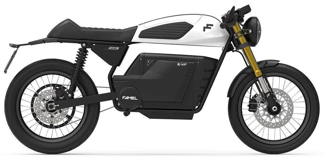 Photo de profil de la E-XF Café Racer 2026 en couleur blanc