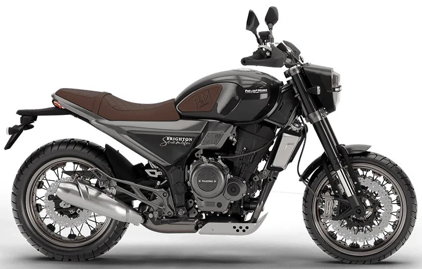 Foto de perfil del Brighton 6 Scrambler 2026 en color negro.