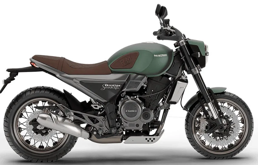 Foto de perfil del Brighton 6 Scrambler 2026 en color verde.