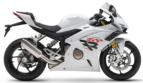 Foto de perfil del 500RR 2025 en color blanco.