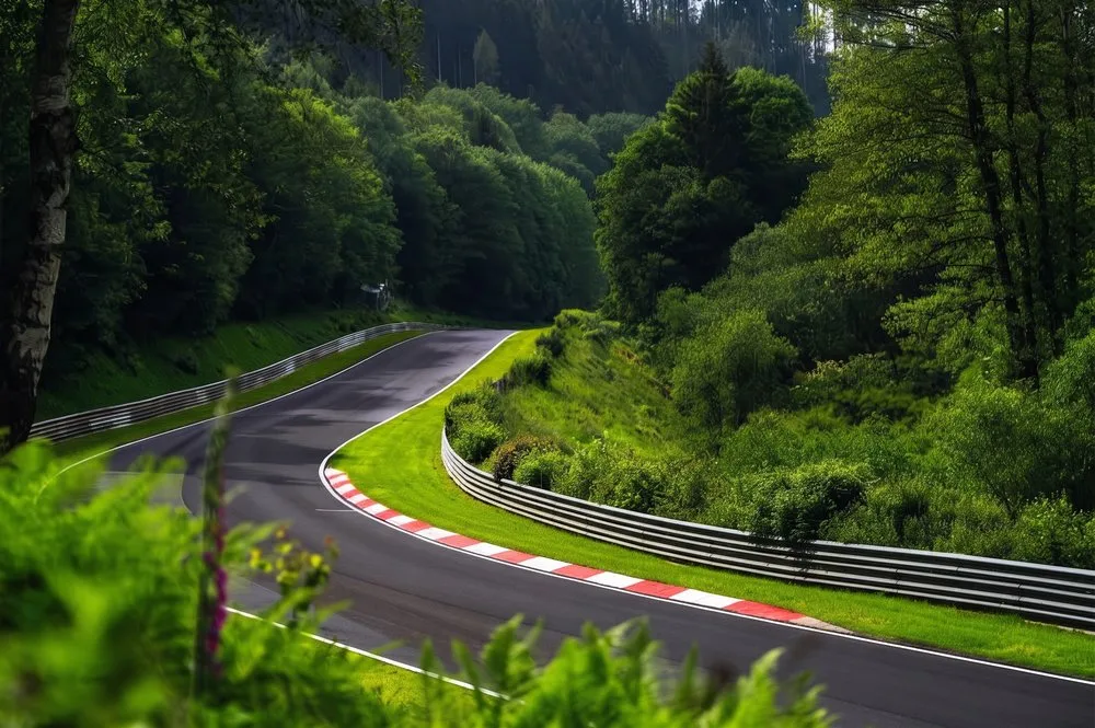 Une foret et une partie de la Nordschleife du circuit Nurburgring