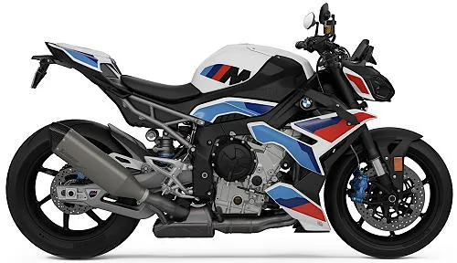 Photo de profil de la M 1000 R 2026 en couleur bleu / blanc / rouge