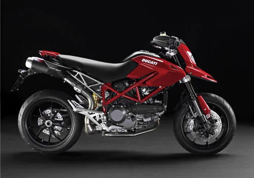 Foto de perfil del HM 1100 HYPERMOTARD evo 2010 en color rojo.