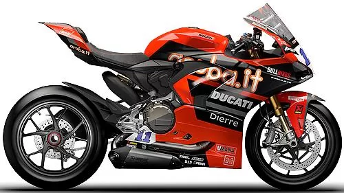 Foto de perfil del Panigale V2 Bulega World Champion Replica 2024 en color rojo.