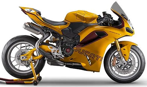 Photo de profil de la Panigale V2 S Collezione 100 2026 en couleur jaune