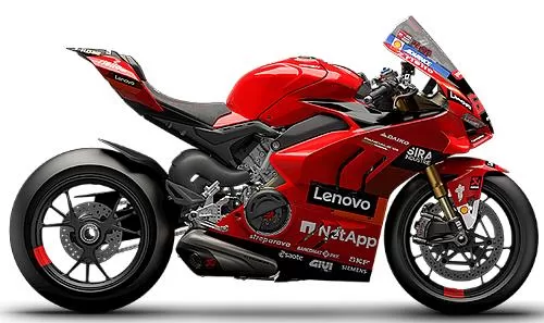 Foto de perfil del 1100 Panigale V4 S Bagnaia World Champion Replica 2023 en color indefinido.