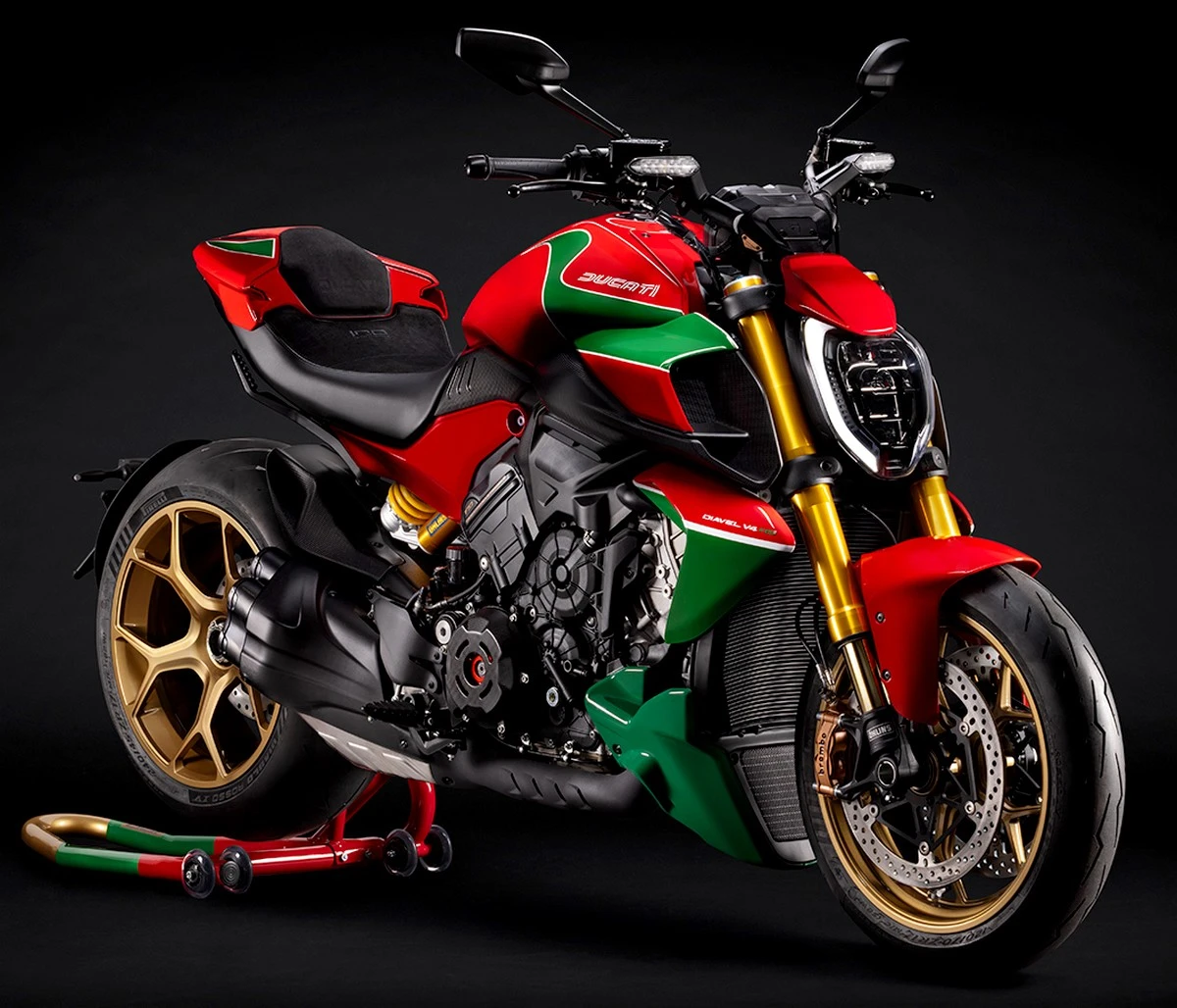 A Ducati Diavel V4 RS 100th Anniversary Edition motorcycle
