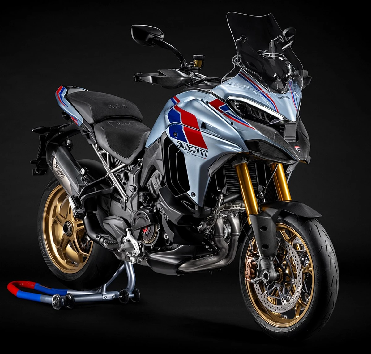 A Ducati Multistrada V4 RS 100th Anniversary Edition motorcycle