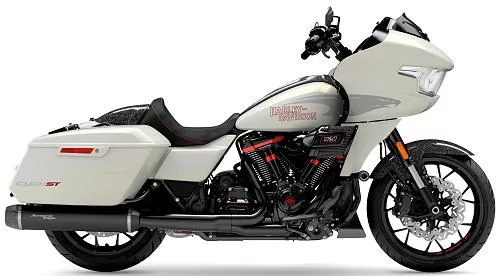 Foto de perfil del CVO 1980 Road Glide ST  FLTRXSTSE 2024 en color blanco.