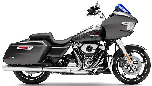 Foto de perfil del 1920 Road Glide Enthusiast Liberty Edition FLTRXM 2026 en color gris.