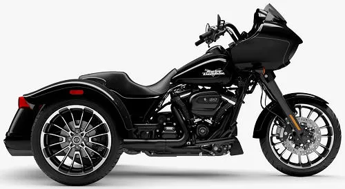 Foto de perfil del 1870 Road Glide 3  FLTRT 2024 en color negro.