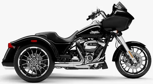 Foto de perfil del 1870 Road Glide 3  FLTRT 2024 en color negro.