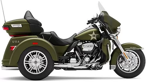 Foto de perfil del 1870 Tri Glide Ultra G.I. FLHTCUTG 2022 en color indefinido.