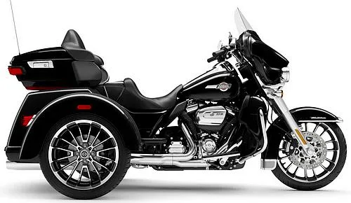 Foto de perfil del 1870 Tri Glide Ultra FLHTCUTG 2025 en color negro.