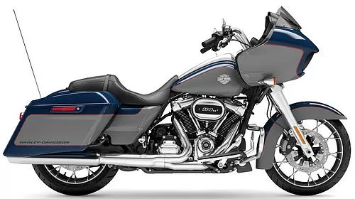 Foto de perfil del 1870 Road Glide Special FLTRXS 2023 en color azul.