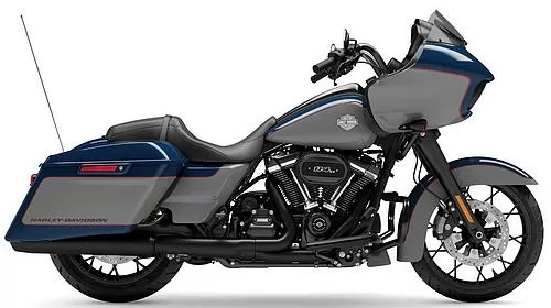 Foto de perfil del 1870 Road Glide Special FLTRXS 2023 en color azul.