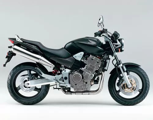 Foto de perfil del CBF 900 HORNET 2002 en color negro.