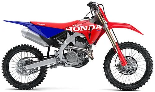 Photo de profil de la CRF 250 R 2027 en couleur rouge / bleu