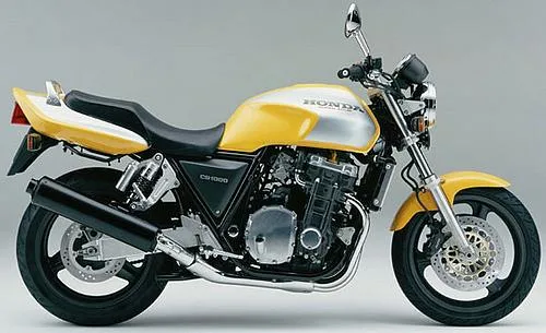 Foto de perfil del CB 1000 Big one 1994 en color amarillo.