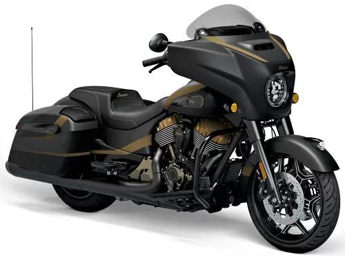 Foto de perfil del 1890 Chieftain Elite 2023 en color negro.