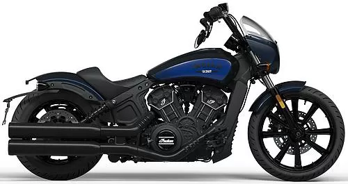 Foto de perfil del 1133 Scout Rogue 2023 en color azul.