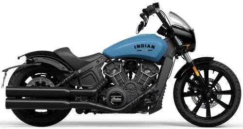 Foto de perfil del 1133 Scout Rogue 2024 en color azul.
