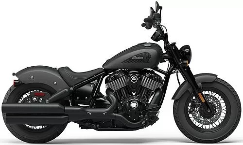 Foto de perfil del 1890 Chief Bobber Dark Horse 2023 en color gris.