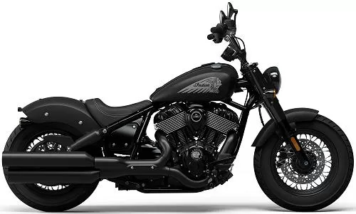 Foto de perfil del 1890 Chief Bobber Dark Horse 2025 en color negro.