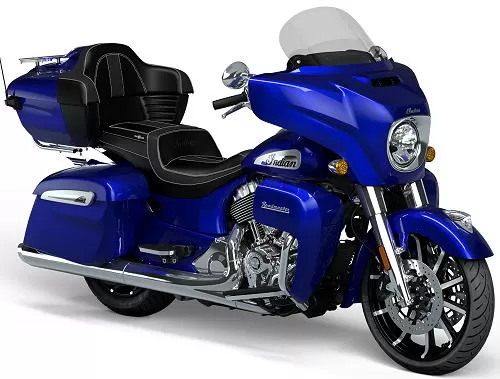 Foto de perfil del 1890 Roadmaster Limited 2024 en color azul.