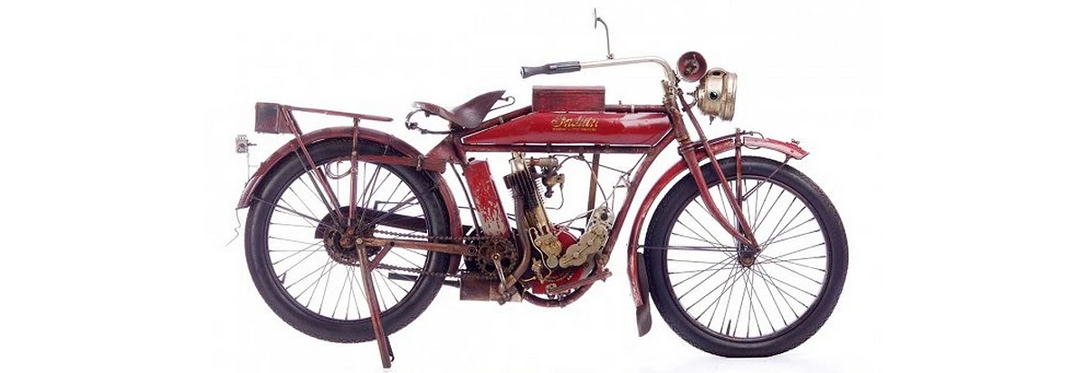 Une moto Indian Single rouge de 1913