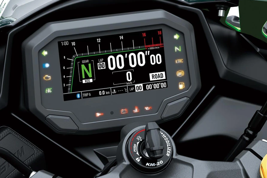 Le tableau de bord de la Kawasaki 400 ZX-4RR