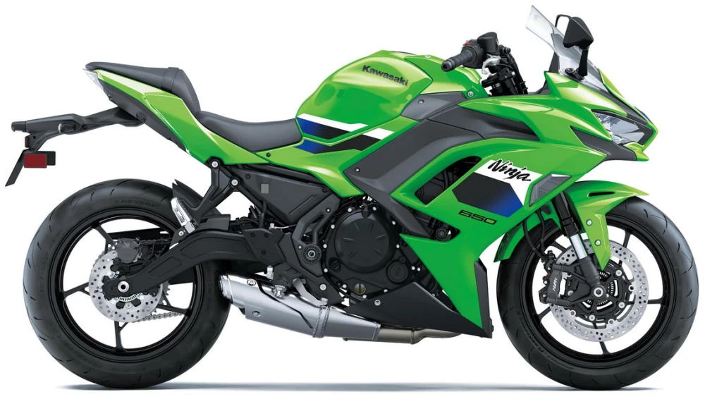 Foto de perfil del Ninja 650 2027 en color verde.