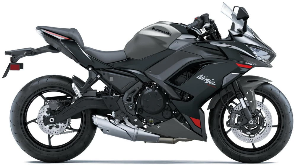 Foto de perfil del Ninja 650 2027 en color gris.