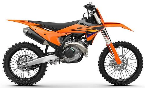 Foto de perfil del 450 SX-F 2026 en color naranja.