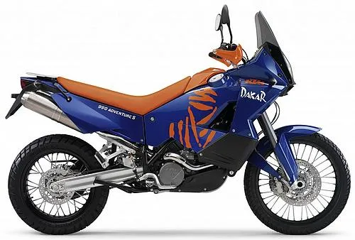 Photo de profil de la 990 Adventure S 2008 en couleur orange / bleu
