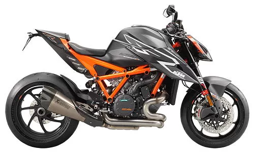 Foto de perfil del Superduke 1290 RR 2023 en color negro.