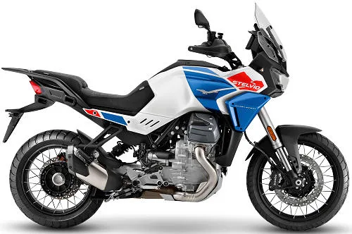Foto de perfil del 1000 Stelvio Duecento Tributo 2025 en color blanco / rojo / azul.