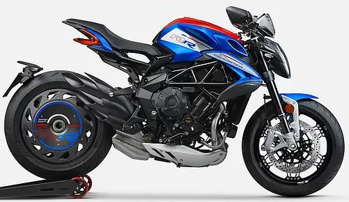Foto de perfil del 800 Dragster RR SCS America 2023 en color rojo / azul.