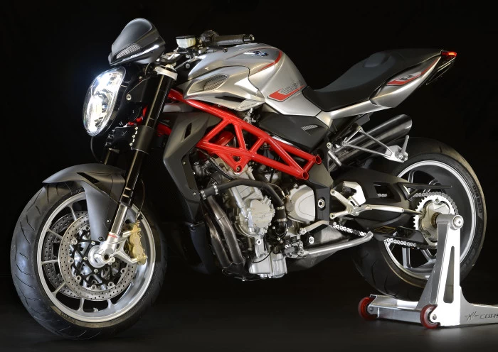 Béquille Avant Sous Fourche Pour MV Agusta Brutale 1090 R (2011-2014) – Levage Professionnel De La Moto – Adaptateur Spécifique Inclus – Rouge