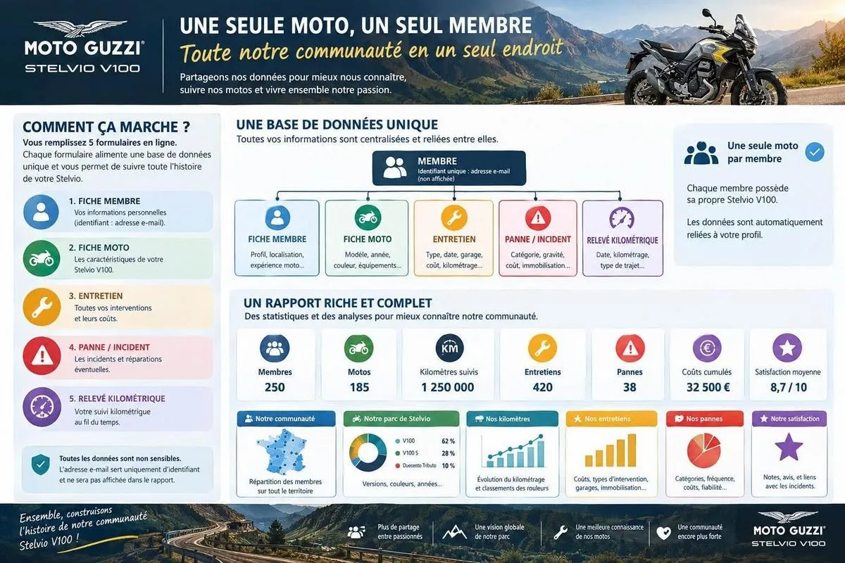 Dashboard statistiques moto-guzzi stelvio