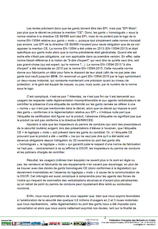 Port de gants obligatoire - La FFMC dénonce un imbroglio et interpelle le ministre de l\'Intérieur.