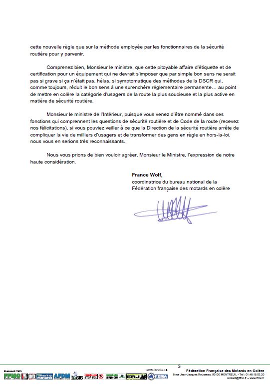 Port de gants obligatoire - La FFMC dénonce un imbroglio et interpelle le ministre de l\'Intérieur.
