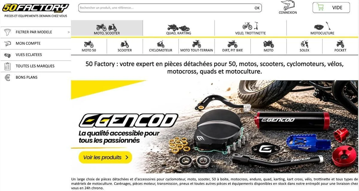 Page d'accueil du site 50Factory
