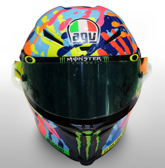 Zoom sur l'AGV PistaGP Rossi spécial Misano.