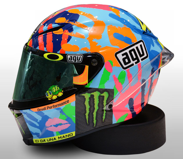 Zoom sur l'AGV PistaGP Rossi spécial Misano.