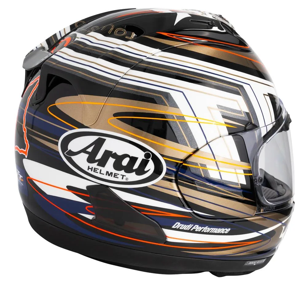 Vue arrière du casque Arai RX-7V Evo IoM TT 2026
