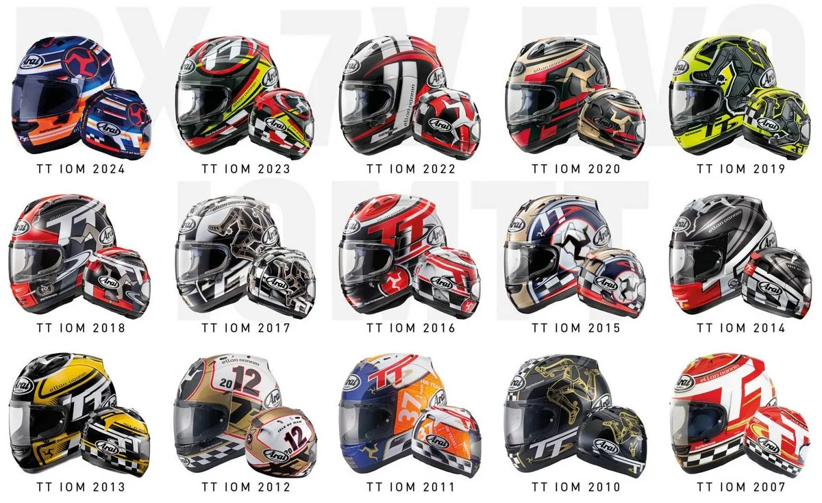 Tous les casques Arai de la collection IoM TT Tourist Trophy