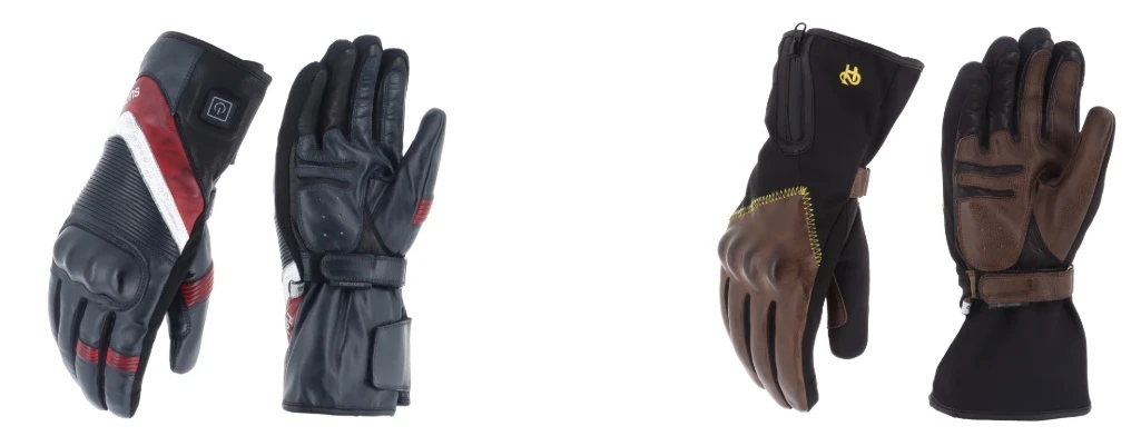 Des paires de gants moto Helstons Belt Heating et Ash Heating